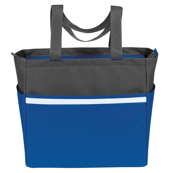 Two tone tote with 27" reinforced web handles, zippered main compartment,... from ASI 46420 Continental Mkting Svc Inc / CMBags