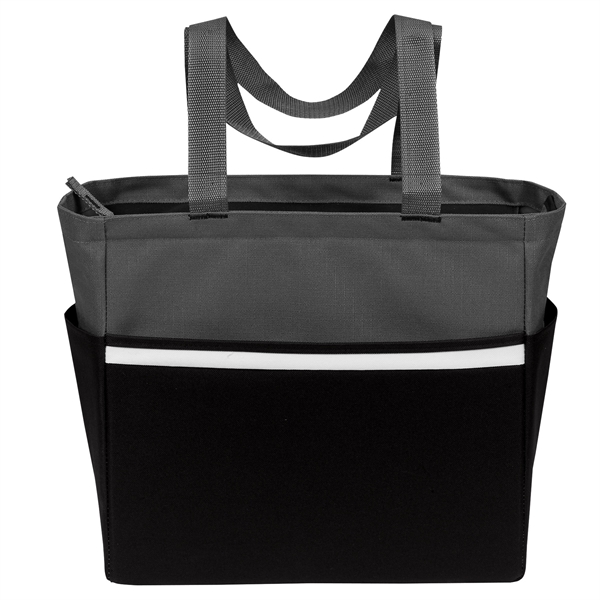 Two tone tote with 27" reinforced web handles, zippered main compartment,... from ASI 46420 Continental Mkting Svc Inc / CMBags
