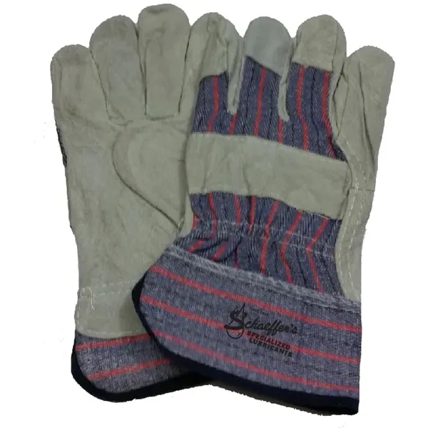 Economy, leather palm, work glove, safety cuff, screen printed. One size... from ASI 79951 Promosafe / Promosafe