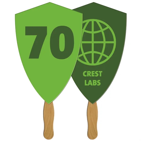 Crest shape auction fan with hidden wooden stick.... from ASI 67620 Lion Circle Corp / Lion/Circle
