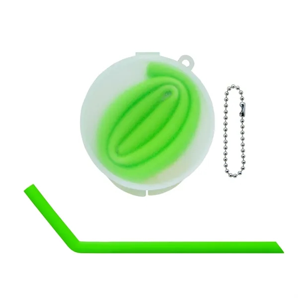 Bent Silicone Straws with Round box... from ASI 39820 Opusline (Benmex) / Opus Line