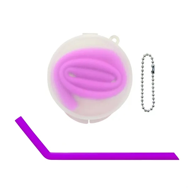 Bent Silicone Straws with Round box... from ASI 39820 Opusline (Benmex) / Opus Line