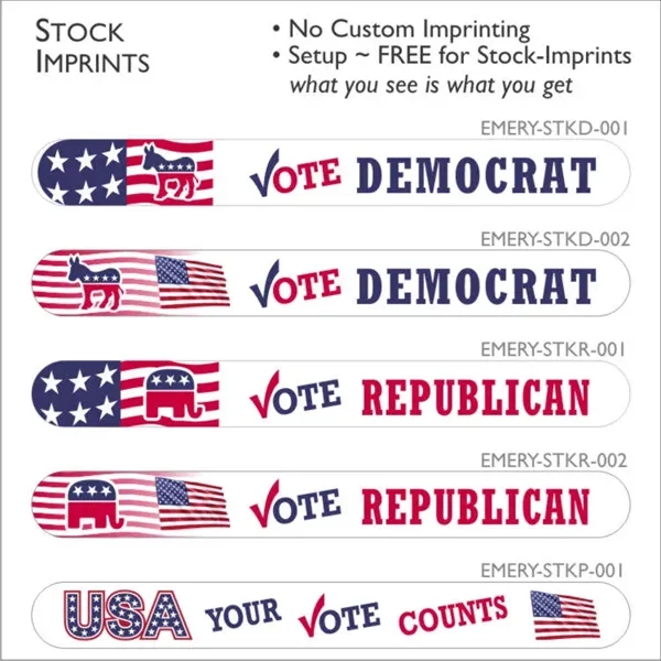Emery Boards Republican Designs 2 color imprint included 4.625" x .5"... from ASI 57713 Glow Promotions / Glow Promotions