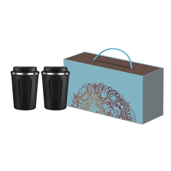 Coffee cup gift set with 2 cups featuring easy grip handles... from ASI 31518 ADNART