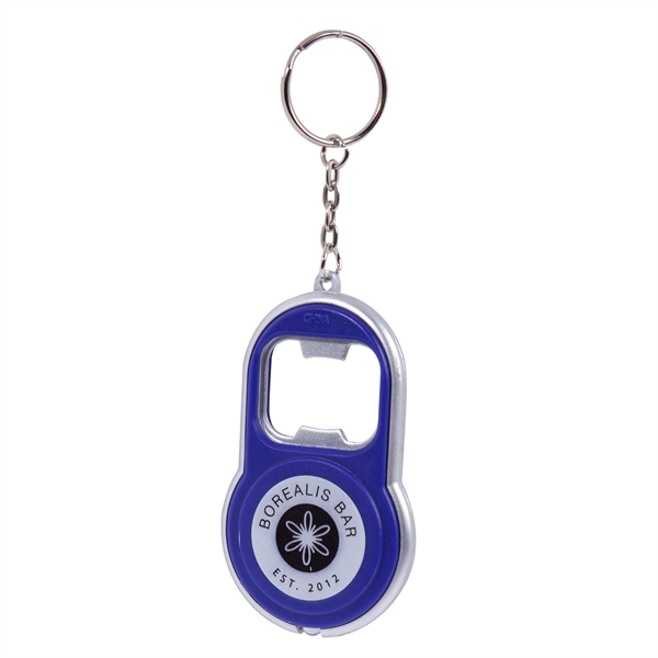 3" x 2.85" plastic keychain with bottle opener and LED light.... from ASI 62088 IDProductsource