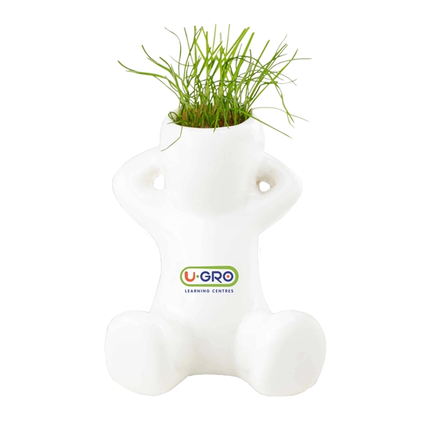 3" Grow Guy human-shaped ceramic planter with pre-loaded seeded soil. Just... from ASI 63549 Jornik Manufacturing Corp / Jornik