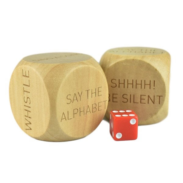 50 mm wood dice with rounded corners and optional laser engraved... from ASI 72657 Active Life Promo / Apres Ski Ingrain Promo