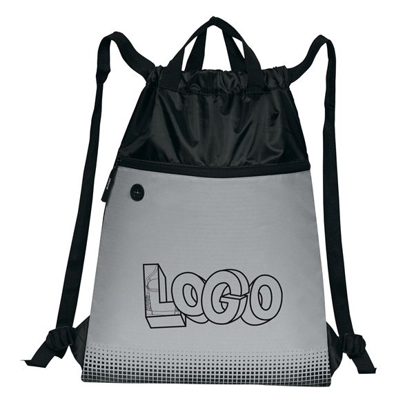 Drawstring backpack with reinforced webbed carry handles and a full-width front... from ASI 46420 Continental Mkting Svc Inc / CMBags