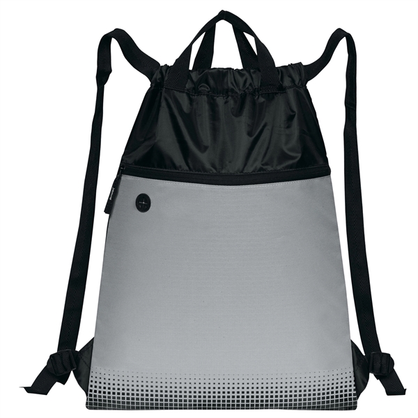 Drawstring backpack with reinforced webbed carry handles and a full-width front... from ASI 46420 Continental Mkting Svc Inc / CMBags