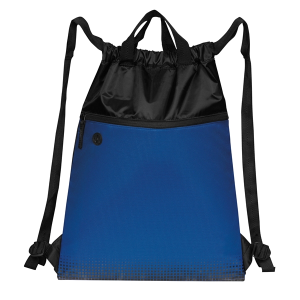 Drawstring backpack with reinforced webbed carry handles and a full-width front... from ASI 46420 Continental Mkting Svc Inc / CMBags