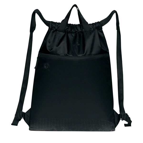 Drawstring backpack with reinforced webbed carry handles and a full-width front... from ASI 46420 Continental Mkting Svc Inc / CMBags