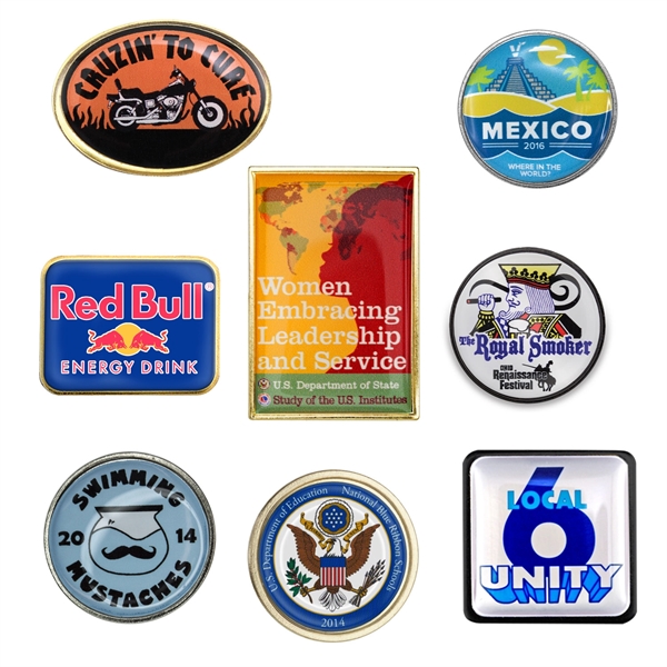 Stock shape lapel pins in assorted sizes with full color poly... from ASI 52263 EMT / EMT EMT EASY