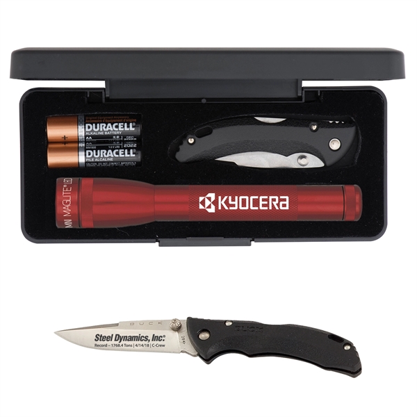 LED mini flashlight with a stainless steel pocket knife.... from ASI 46170 Compass Industries Inc