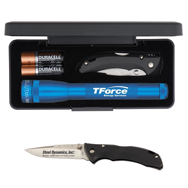 LED mini flashlight with a stainless steel pocket knife.... from ASI 46170 Compass Industries Inc