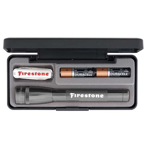LED flashlight, two AA batteries and combination knife with multiple features... from ASI 46170 Compass Industries Inc