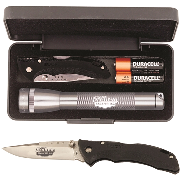 Gift set with two AA batteries, a 5 3/4" MagLite flashlight... from ASI 46170 Compass Industries Inc