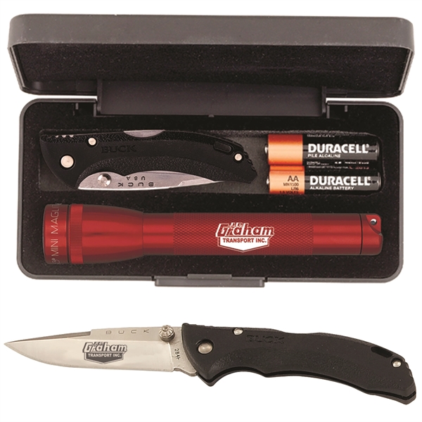 Gift set with two AA batteries, a 5 3/4" MagLite flashlight... from ASI 46170 Compass Industries Inc
