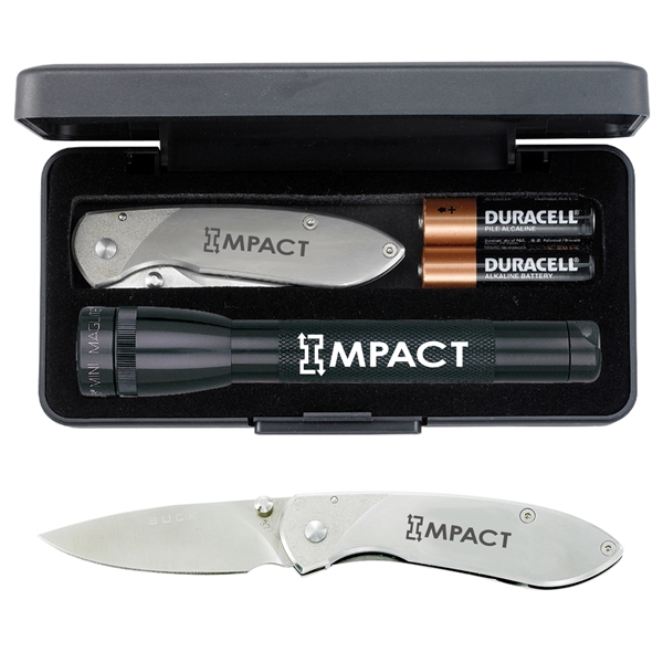 MagLite flashlight, two AA batteries and Swiss army knife set in... from ASI 46170 Compass Industries Inc