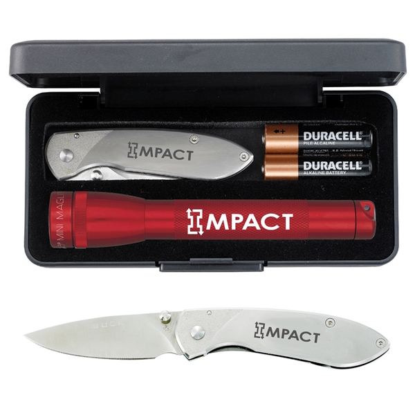MagLite flashlight, two AA batteries and Swiss army knife set in... from ASI 46170 Compass Industries Inc
