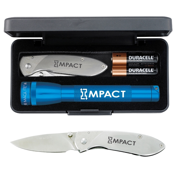 MagLite flashlight, two AA batteries and Swiss army knife set in... from ASI 46170 Compass Industries Inc