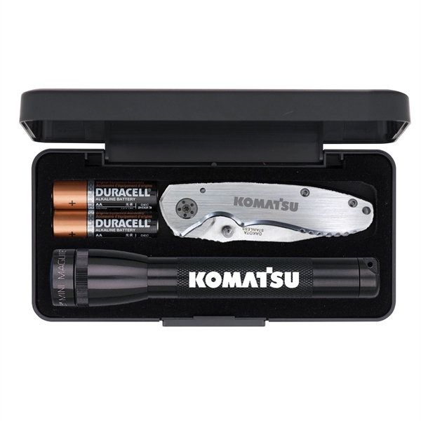 MagLite flashlight, two AA batteries and a knife with 4" handle... from ASI 46170 Compass Industries Inc
