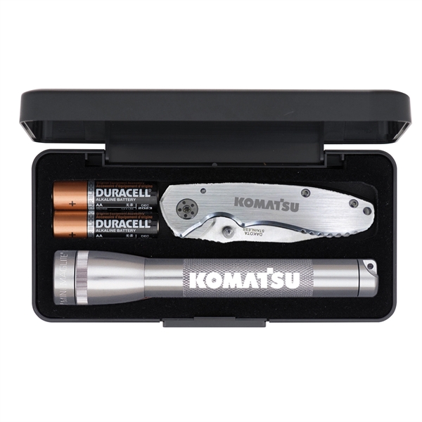 MagLite flashlight, two AA batteries and a knife with 4" handle... from ASI 46170 Compass Industries Inc
