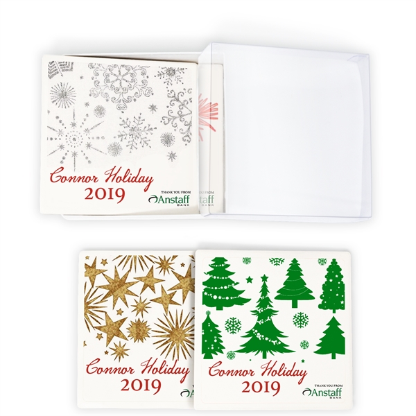 Set of 4 square white ceramic stone coaster with gift box.... from ASI 34040 Alexander Mfg Co