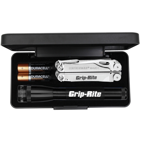 Set of two AA batteries, 6 1/2" LED flashlight and a... from ASI 46170 Compass Industries Inc