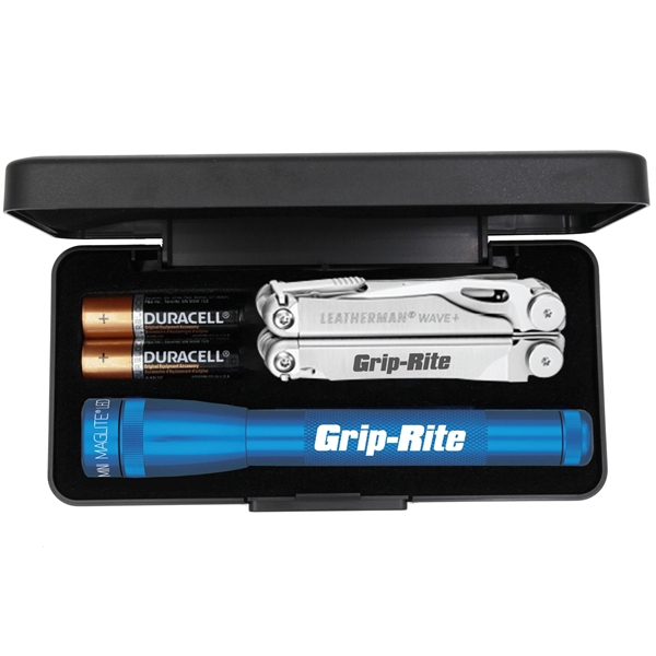 Set of two AA batteries, 6 1/2" LED flashlight and a... from ASI 46170 Compass Industries Inc