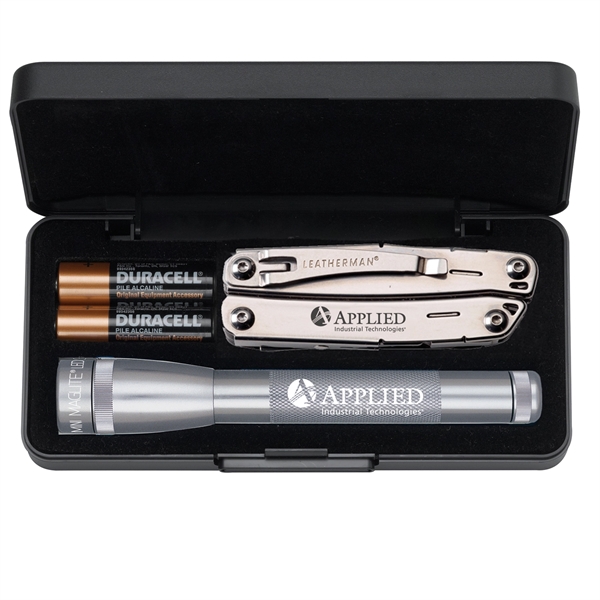 Set of two AA batteries, 6 1/2" LED flashlight and a... from ASI 46170 Compass Industries Inc