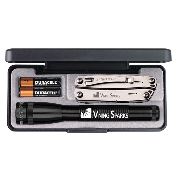 Set of two AA batteries, 6 1/2" LED flashlight and a... from ASI 46170 Compass Industries Inc