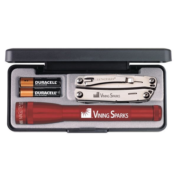 Set of two AA batteries, 6 1/2" LED flashlight and a... from ASI 46170 Compass Industries Inc