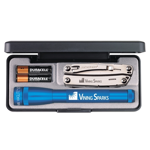 Set of two AA batteries, 6 1/2" LED flashlight and a... from ASI 46170 Compass Industries Inc