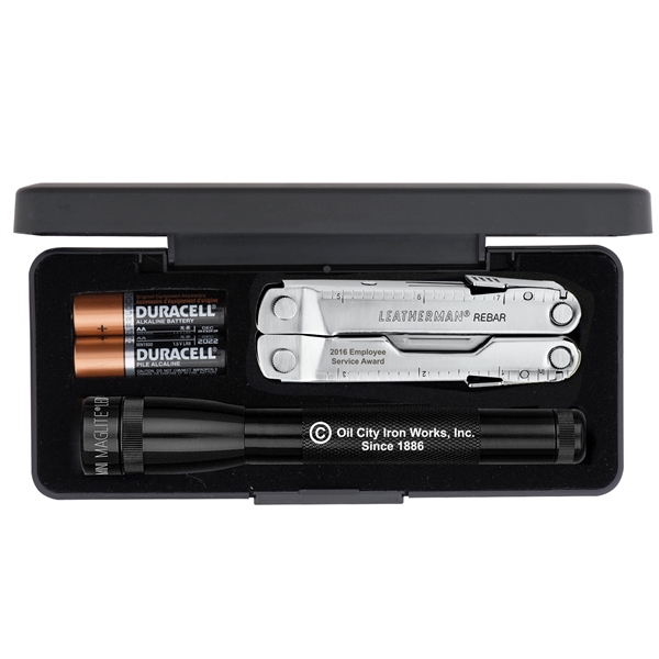 Set of two AA batteries, 6 1/2" LED flashlight and a... from ASI 46170 Compass Industries Inc
