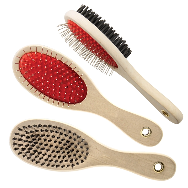Double-Sided Pet Brush--detangles knots, loosens hair and trapped dirt; 1-color imprint... from ASI 92980 WOV-IN® / Promopet