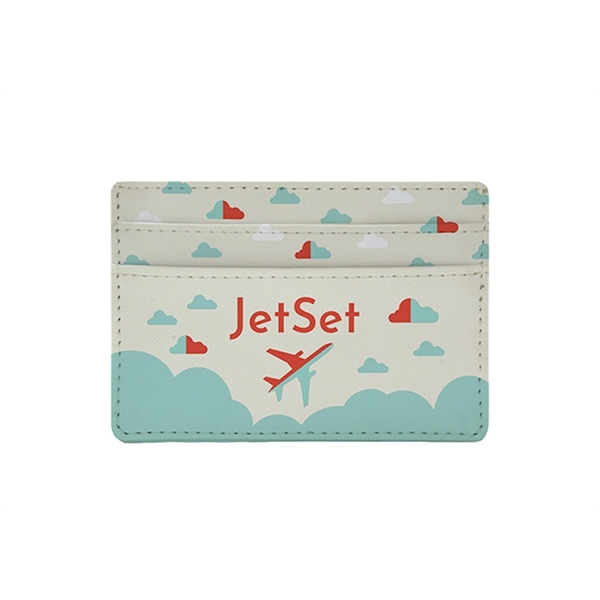 Premium 0.8mm crosshatch vegan leather card wallet. Full-color, full bleed digitally... from ASI 45657 Pop! Promos