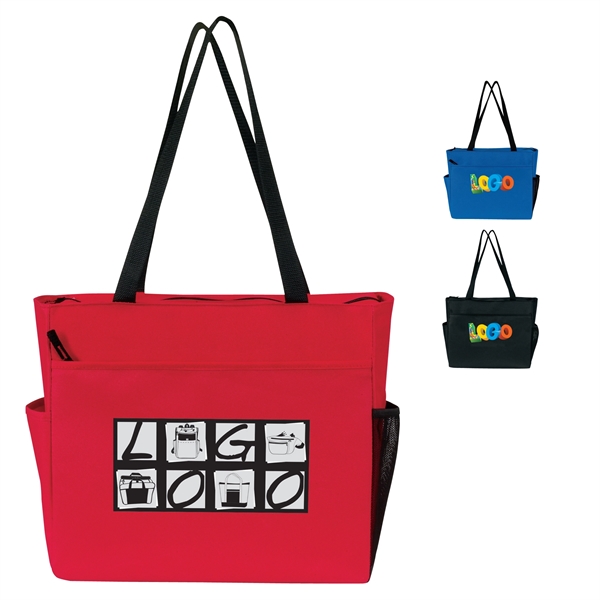 20.5" x 12.5" tote bag with zippered large compartment, luggage loop,... from ASI 46420 Continental Mkting Svc Inc / CMBags
