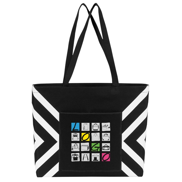 Geometric print accent tote with 28" reinforced web handles, wide-open main... from ASI 46420 Continental Mkting Svc Inc / CMBags