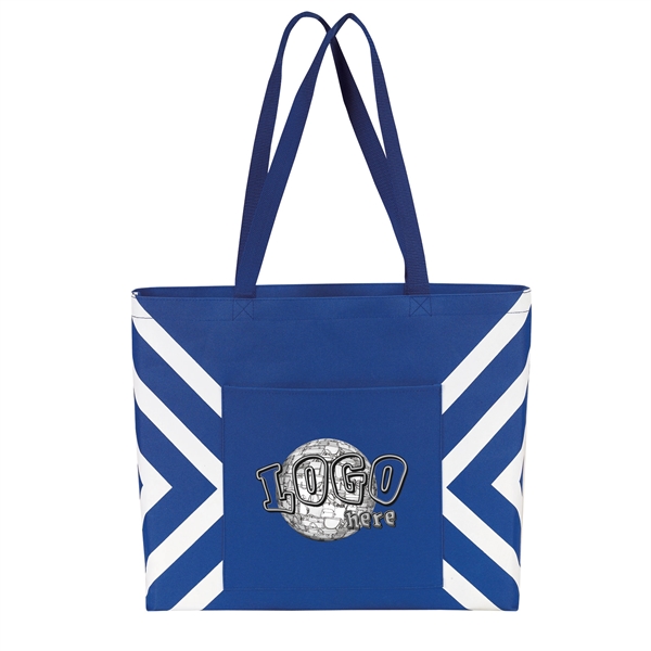 Geometric print accent tote with 28" reinforced web handles, wide-open main... from ASI 46420 Continental Mkting Svc Inc / CMBags