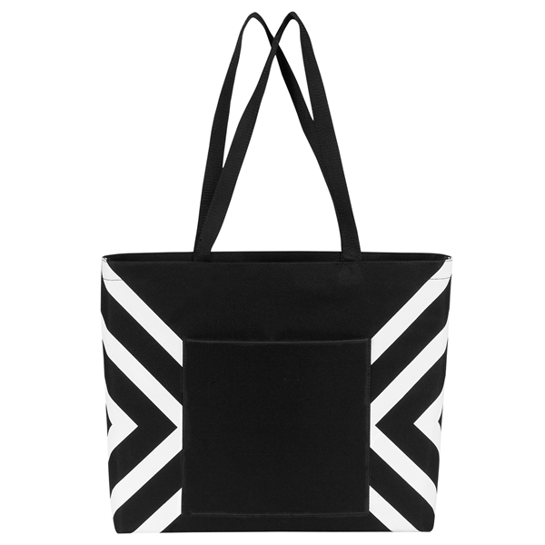 Geometric print accent tote with 28" reinforced web handles, wide-open main... from ASI 46420 Continental Mkting Svc Inc / CMBags