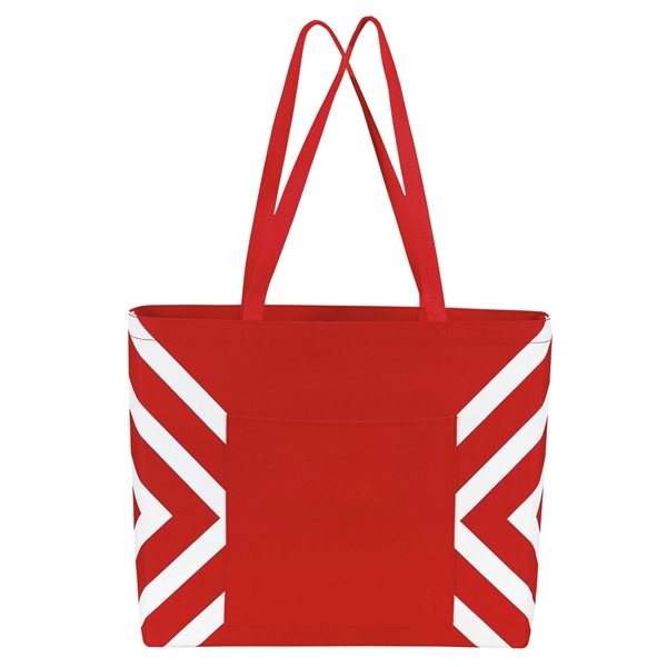 Geometric print accent tote with 28" reinforced web handles, wide-open main... from ASI 46420 Continental Mkting Svc Inc / CMBags