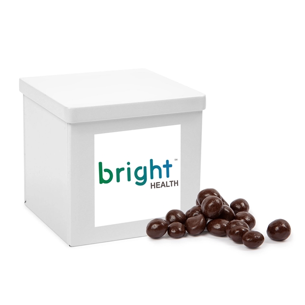 White canister filled with dark chocolate espresso beans.... from ASI 44900 NC Custom (CI/Lanco) / Lanco