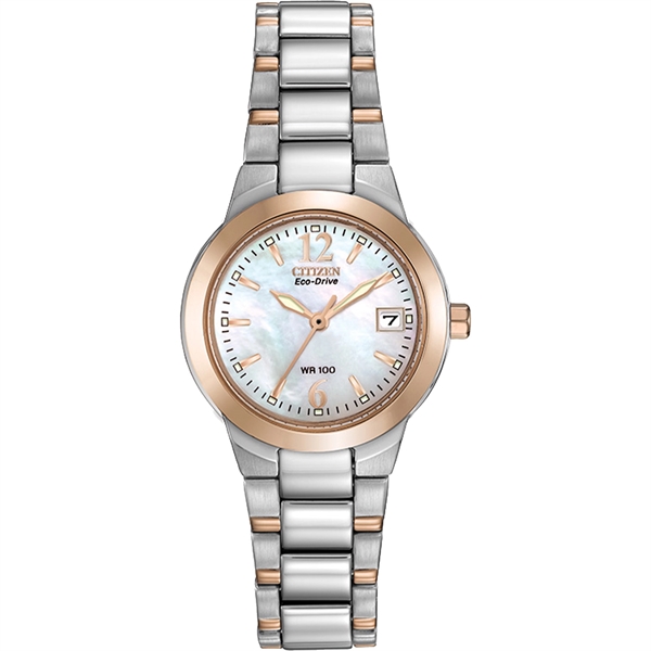 The surprise of a mother-of-pearl dial lends this ladies' sport watch... from ASI 61966 HPG / HPG Gold Beacon Premium Brands