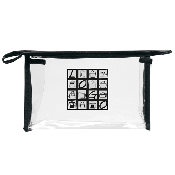 Transparent pouch with zipper closure, poly color trim and customization options.... from ASI 46420 Continental Mkting Svc Inc / CMBags