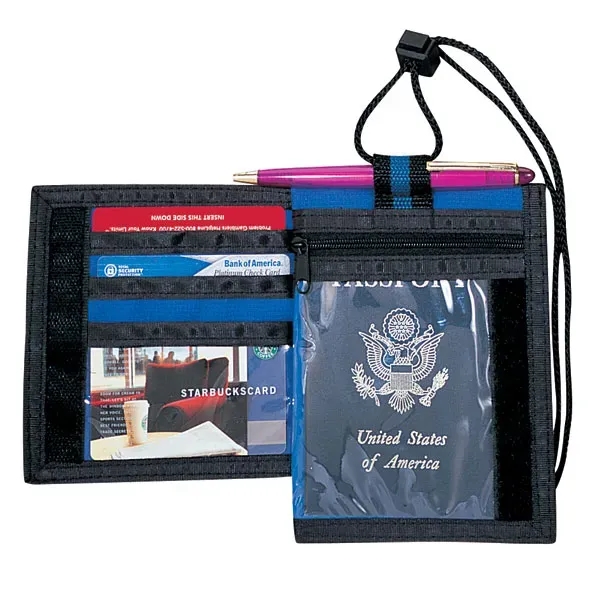 Travel neck wallet. Made of poly 300 denier ripstop Spot Clean... from ASI 46420 Continental Mkting Svc Inc / CMBags