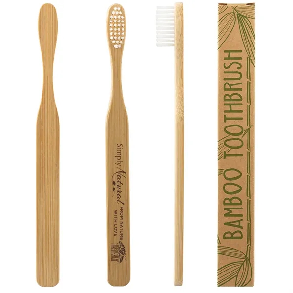 Bamboo toothbrush packaged inside a biodegradable natural kraft box.... from ASI 62190 Illini