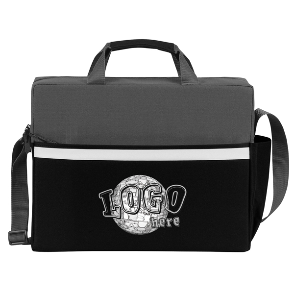 Two-tone, accented brief bag with zippered main compartment, adjustable shoulder strap... from ASI 46420 Continental Mkting Svc Inc / CMBags