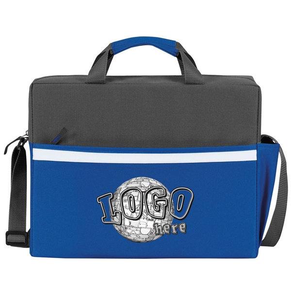 Two-tone, accented brief bag with zippered main compartment, adjustable shoulder strap... from ASI 46420 Continental Mkting Svc Inc / CMBags