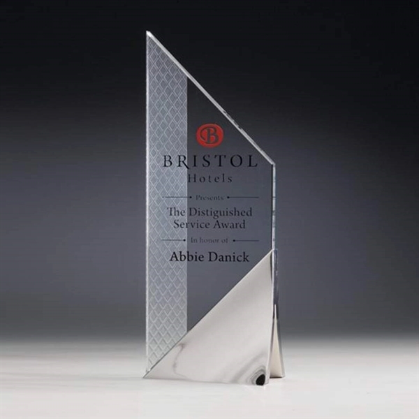 Starfire crystal award with a bright nickel base.... from ASI 84592 St Regis Group / R S Owens & Co Inc