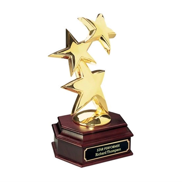 24K gold stars award with mahogany finish walnut base.... from ASI 84592 St Regis Group / R S Owens & Co Inc